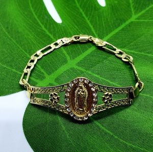 Virgin Mary Medallion Bracelet Gold Plated